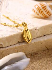 Vòng cổ mặt dây chuyền nguyên tố ốc xà cừ bằng thép không gỉ mạ vàng 18k làm mới Lsland Beach dành cho nữ Chuỗi xương đòn không thấm nước với bùa màu vàng cổ điển, Trang sức bãi biển mùa hè - Vàng - Xem 8