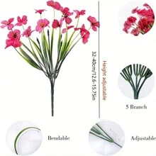 6 Bundles Artificial Flowers For Outdoor UV Resistant Faux Flowers No Fade Fake Plastic Plants Garden Porch Window Box Decorating ( 6 Colors )