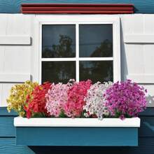6 Bundles Artificial Flowers For Outdoor UV Resistant Faux Flowers No Fade Fake Plastic Plants Garden Porch Window Box Decorating ( 6 Colors )