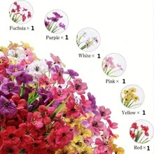 6 Bundles Artificial Flowers For Outdoor UV Resistant Faux Flowers No Fade Fake Plastic Plants Garden Porch Window Box Decorating ( 6 Colors )