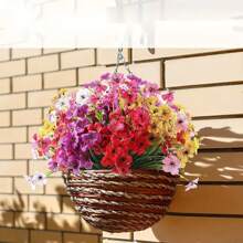 6 Bundles Artificial Flowers For Outdoor UV Resistant Faux Flowers No Fade Fake Plastic Plants Garden Porch Window Box Decorating ( 6 Colors )