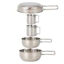 1 Bộ Cốc/Bát Inox 304 Ngoài Trời, 5 Bộ Nồi Di Động Dành Cho Cắm Trại, Dã Ngoại, BBQ, Du Lịch Và Câu Cá - Bạc - Xem 7