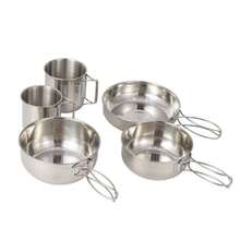 1 Bộ Cốc/Bát Inox 304 Ngoài Trời, 5 Bộ Nồi Di Động Dành Cho Cắm Trại, Dã Ngoại, BBQ, Du Lịch Và Câu Cá - Bạc - Xem 8
