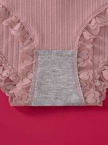 5入組 蕾絲修邊透氣女士丁字褲，性感