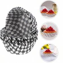Disposable Ruffled Round Shape Non-Stick Paper Baking Cup, Greaseproof Professional Grade Standard Baking Cups, Black Gingham - Multicolor - View 2