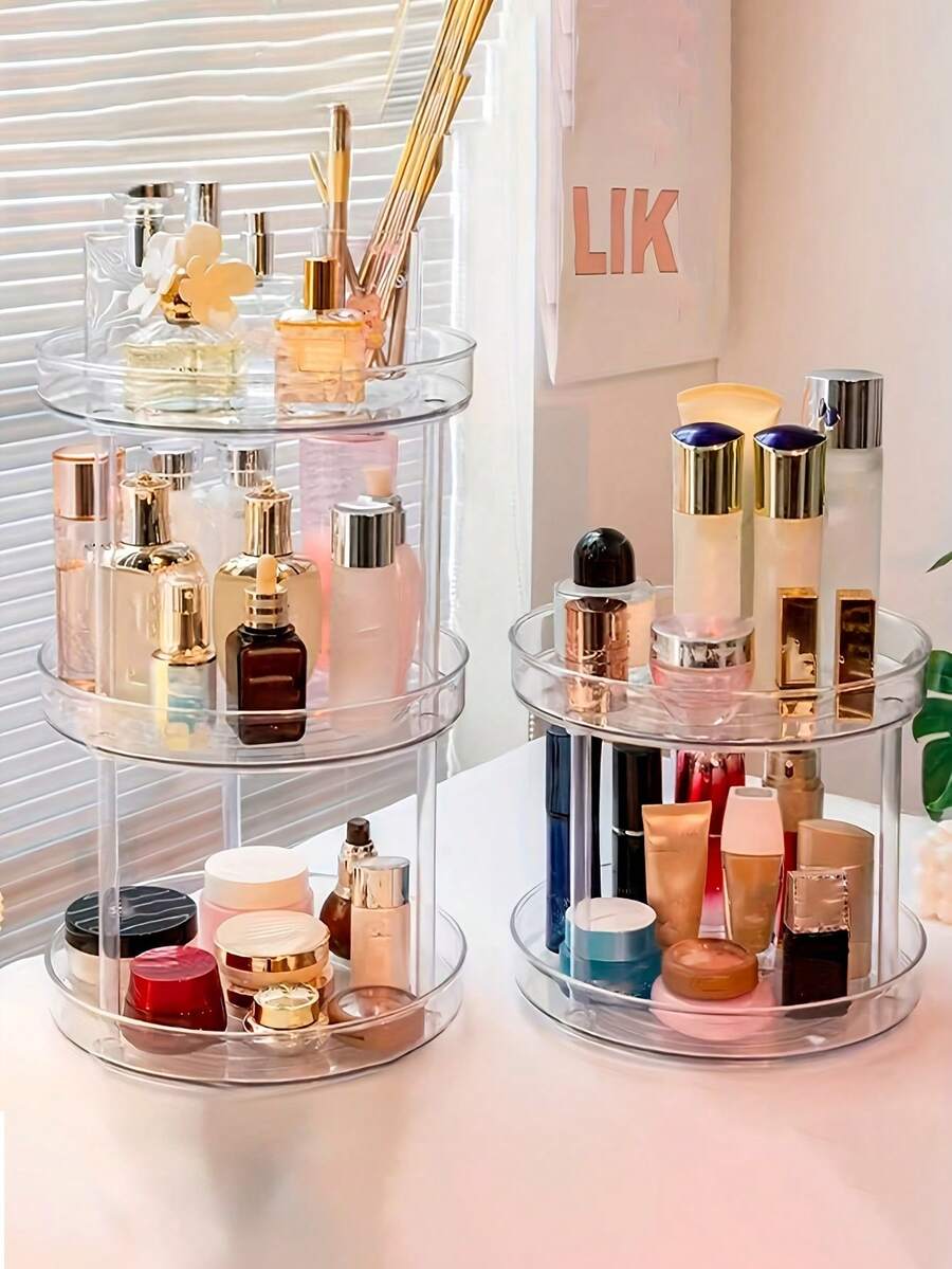 1入透明多層桌面化妝品收納盒，大容量組織者，適用於妝容、護膚品、化妝水、香水展示架，適用於臥室、浴室、客廳、門口 - 彩色 - 查看 1