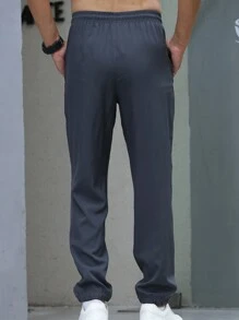 Boyfriend Style Men's Ice Silk Athletic Pants, Summer Casual Loose Long Trousers, Quick-Drying Sports Pants, Elastic Waistband & Bundle Foot Design, Capris Length - Grey - View 2
