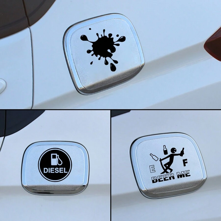 Car Sticker - Personalized Fuel Tank Cap Sticker - Fun Imprint And Stain Glass Rear Bumper Decoration Sticker, Creative, Optional - 1pc Black Mailbox/1pc Black Stain/1pc Black Little Man - Multicolor - View 1