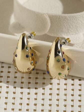 2 piezas Pendientes de botón con forma de lágrima elegantes y brillantes, pendientes de lujo minimalistas y de alta gama, regalo para hermanas