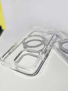 1PC 3.0mm Anti-Yellowing Acrylic Rhinestone Clear Phone Case Compatible With IPhone - Clear - View 4