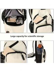 多口袋斜挎背包，休闲尼龙斜挎包，旅行徒步背包，带拉链肩带斜挎包腰包学生通勤带耳机孔礼物秋季圣诞包冬季圣诞礼物休闲度假趣味礼物侧腰包旅行必需品包夏季返校运动生活男士包腰包春季学校用品