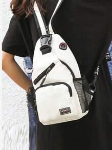 多口袋斜挎背包，休闲尼龙斜挎包，旅行徒步背包，带拉链肩带斜挎包腰包学生通勤带耳机孔礼物秋季圣诞包冬季圣诞礼物休闲度假趣味礼物侧腰包旅行必需品包夏季返校运动生活男士包腰包春季学校用品