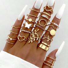 24 Pcs Gold Vintage Knuckle Rings Set For Women, Boho Dainty Stackable Midi Finger Rings, Snake Butterfly Signet Fashion Ring Pack Jewelry Gifts. - Gold - View 3