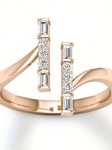 Elegant Ring 18K Golden Plated Inlaid Zirconia Simple Style Finger Ring For Women Zirconia Engagement Wedding Jewelry For Female Match Daily Outfits Party Accessory Or Zirconia Make Your Call