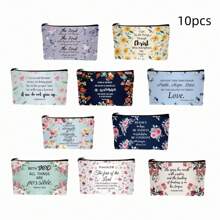 10 Pcs Christian Makeup Bag Bible Pencil Pouch Bible Cover Floral Cosmetic Bags Set Christian Inspirational  Gifts Study Supplies For Women, Adults, Baby Shower Prizes  Gifts In Bulk - 10 Pcs Christian Makeup Bag - View 8