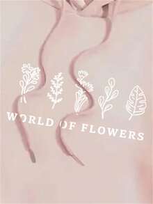 Sudadera con capucha impresa con letras florales