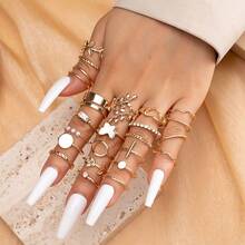 24 Pcs Gold Vintage Knuckle Rings Set For Women, Boho Dainty Stackable Midi Finger Rings, Snake Butterfly Signet Fashion Ring Pack Jewelry Gifts. - Gold - View 6