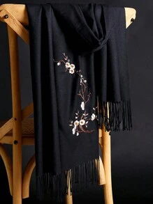 1 Khăn Choàng Nữ Thêu Hoa Mận, Khăn Choàng Giả Cashmere Dày Cho Phòng AC Mùa Hè, Khăn Ấm Áp Mùa Đông Cho Nhiều Mục Đích - Nhiều màu - Xem 3