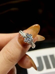 1 Chiếc Nhẫn Lá Phong Kim Cương Moissanite Không Màu 1 Carat 6 Móng Thiết Kế Nhẫn Đính Hôn Nữ Bạc Sterling S925 Nhẫn Lãng Mạn Đơn Giản Nhẫn Vĩnh Cửu Nhẫn Kỷ Niệm Ngày Cưới Quà Tặng Trang Sức Cao Cấp - Bạc - Xem 3