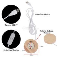 Base Madeira Iluminada Led Branco Morno Alimentada Por Usb  Interruptor Para Arte Em Resina De Vidro De Cristal 3d Ou Suporte De Exibição De Luz - 23220SHE - 1 UNI / Branco morno - Visão 8