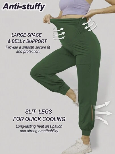 PARNIXS Letnie, cienkie i oddychające spodnie sportowe ciążowe z wysokim stanem i podtrzymującym brzuch, wygodne i fajne ubrania ciążowe na co dzień