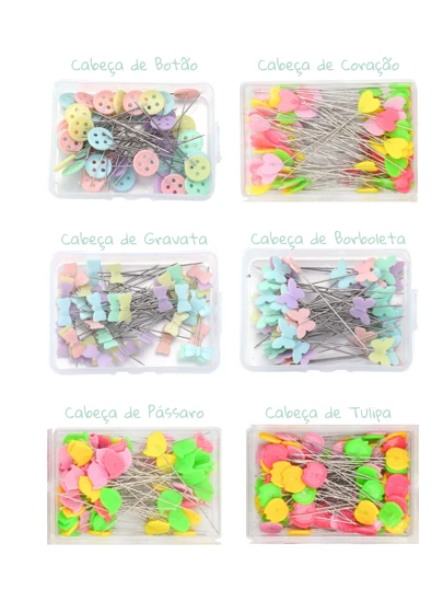 Alfinete Para Patchwork com cabeça decorativa - 80 Unidades