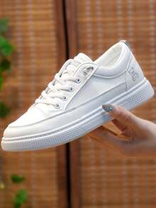 2024年韓版時尚透氣網面薄底女鞋，春秋新品，學生潮流萬能運動休閒鞋 - 白灰 - 查看 6