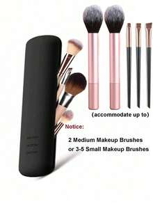 2 Stück Reise Silikon Kosmetiktasche mit Pinselhalter, Silikon Make-up Schwamm Halter, Beauty Ei Organizer, staubdichte multifunktionale Organizer Box, Kosmetiktasche, Aufbewahrung, Kosmetikkoffer, für Reisen, Urlaub, Reiseutensilien, Reisezubehör, Schmuckkästchen, Tasche, Pinselhalter, Parfümorganisator, Geschenktasche, Geschenke für Frauen, Weihnachtsgeschenke, Geschenkideen für Frauen, Raumdekoration - Schwarz - Übersicht 3