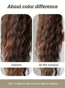 28 Inch Deep Brown Wavy Curly Clip-In Ponytail Hair Extensions, Soft & Natural, Synthetic Hair Piece, For Women - Brown Highlight - View 7