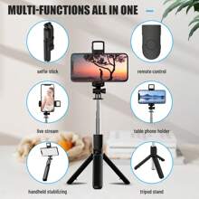 Ausziehbarer Smartphone Selfie-Stick mit 360° Drehung - Kabellose Fernbedienung, Stativ-Kompatibilität für Smartphones/Iphone/Android