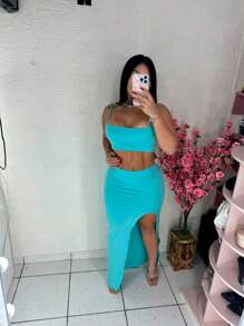 Women Two-Piece Outfits - Baby Blue - View 3