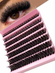 140入組diy一簇簇眼睫毛,60d混合長度（8-16mm）,c/d捲曲,0.07mm厚度天然柔軟假睫毛,非常適合家用個人睫毛延長 - C - 查看 6
