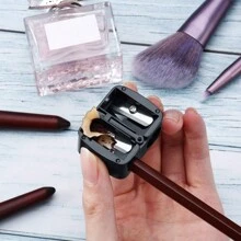 1/2/5pcs Double Hole Pencil Sharpener(Random Color), Stainless Steel Blade, Plastic Protective Case, Manual Pencil Sharpener, Suitable For Pencils, Eyeliners And Lip Liners, Back To School Stationery Back To School - Multicolor - View 2