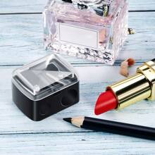 1/2/5pcs Double Hole Pencil Sharpener(Random Color), Stainless Steel Blade, Plastic Protective Case, Manual Pencil Sharpener, Suitable For Pencils, Eyeliners And Lip Liners, Back To School Stationery Back To School - Multicolor - View 3