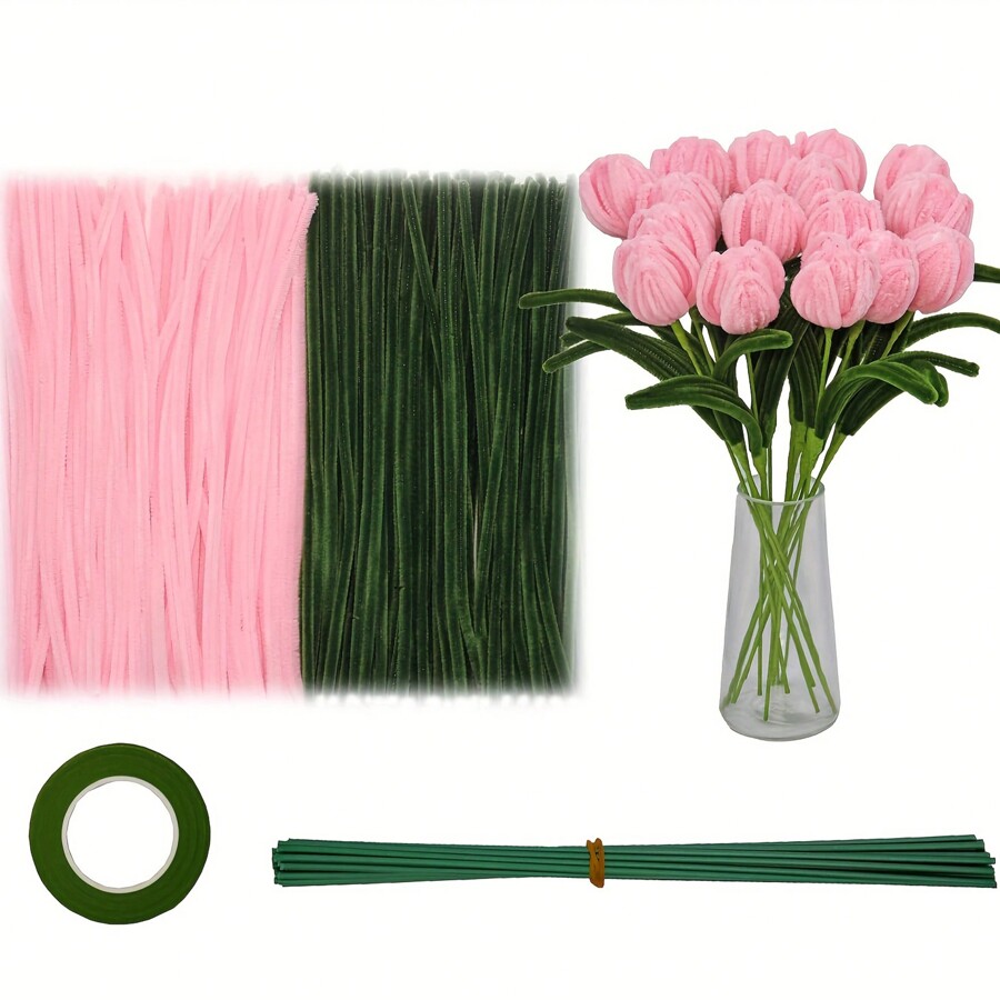 Pipe Cleaners Craft Supplies Chenille Stem Flower Craft Kit DIY Tulip
