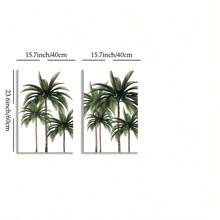 Set Of 2 Palm Tree Wall Art Picture Tropical Plant Canvas Prints Paintings Palm Tree Poster Beach Coastal Decor For Bedroom, Living Room, Or Office Unframed