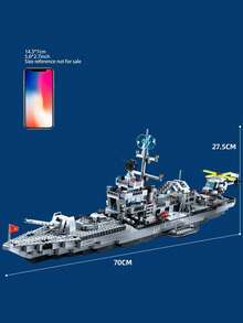 585 件警察建筑积木可变形机器人、直升机、汽车 8 合 1 模型；1134 件 6 合 1 灰色海军战舰；14+ 灰色战舰组装手工礼物，适合青少年房间装饰 - 彩色 - 查看 3