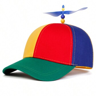 1pc Men's Propeller Baseball Cap, Fashion Cartoon Hat, Outdoor Sun Protection Casual Hat For Spring, Autumn Trips, Travel, Beach