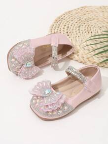 2024 Nouvelles chaussures plates à cristal de princesse pour filles, fond souple décontracté pour enfants, de fête/robe, printemps automne