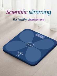 体重秤 大显示屏，浴室秤，蓝色蝴蝶图案秤，蓝色 - 藍色 - 查看 4