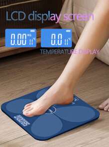 体重秤 大显示屏，浴室秤，蓝色蝴蝶图案秤，蓝色 - 藍色 - 查看 2