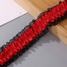 5m Double Layer Elastic Snow Yarn Pleated Lace Trim, 4cm Width, For DIY Hair Accessories, Cheerleading Fan Support Clothing, Cuffs And Supplies