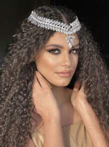 1pc Bridal Forehead Tiara Headband With Rhinestone Decor For Wedding Dress Hairstyle Royal - Silver - View 10