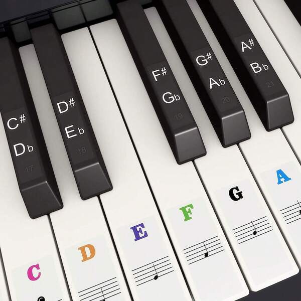 1pc Piano Keyboard Stickers For 88/76/61/49/44/36 Key, Colorful Bold Large Letter Piano Stickers, Transparent & Removable Piano Keyboard Note Stickers Labels,Tiny Piano,Drums,Piano Keyboards,Piano,Piano Keyboard,Keyboard Piano,Piano,Piano Keyboard,Keyboard Piano