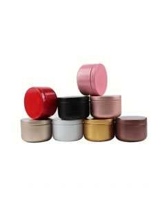 8/12 piezas de latas de vela de aluminio de 50ml, Contenedores de velas redondos, frascos cosméticos, botes de crema de aceite multicolores con acabado dorado mate, tipo metalizado sellado para aromaterapia y frascos para viajes - Multicolor - Ver 8