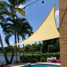 1pc Multi-Size Big Size Outdoor Patio Sun Shade Sail Canopy, Suitable For Garden Playground Rectangular Backyard Sun Shade Sail For Courtyard, Lawn, And Gardening With Three Buckles And Ropes - Brown - View 3