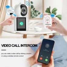 Monitor de bebé de cámara de intercomunicador de video Full HD de 5 MP con pantalla de 2,8 pulgadas, cámaras Wifi domésticas inteligentes, seguimiento automático de cámaras CCTV ICSEE - Blanco - Ver 4