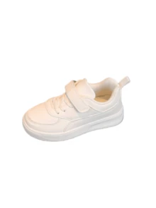 Ein Paar klassischer Unisex weißer Sneakers mit Klettverschluss Design, weiche Sohle, geeignet für Frühling und Herbst