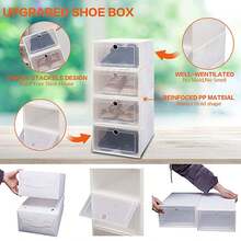 12/20/24pcs Shoe Box Storage Case Plastic Boxes Transparent Stackable Shoe Display,The Shoes Storage Box Is Stackable, Shoe Racks For Closets, Entryway Shoe Rack, Under Clothing Rack, Bed, Storage Cabinet Or Where Ever You Desire. - Blanco - Ver 9