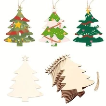 10 Stück/20 Stück/30 Stück Weihnachtsbaum Ornamente aus Holz, Weihnachtsanhänger Deko zum Bemalen, Bohren und Dekorieren